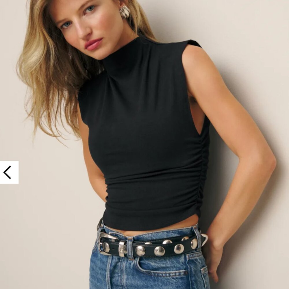 Reformation Lindy Knit Top Black Size S